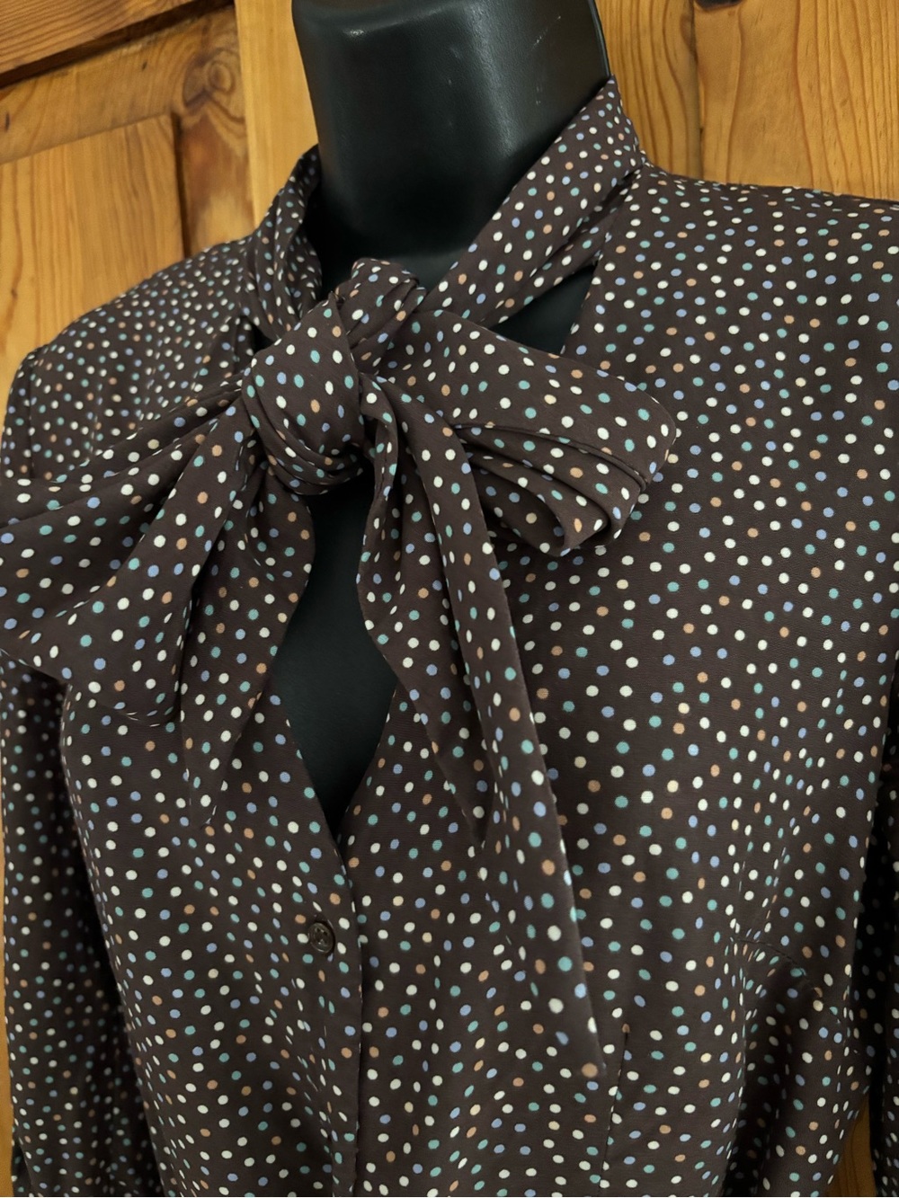 ModCloth colorful dot print dress neck bow  Sz 36 4 XS / Sm